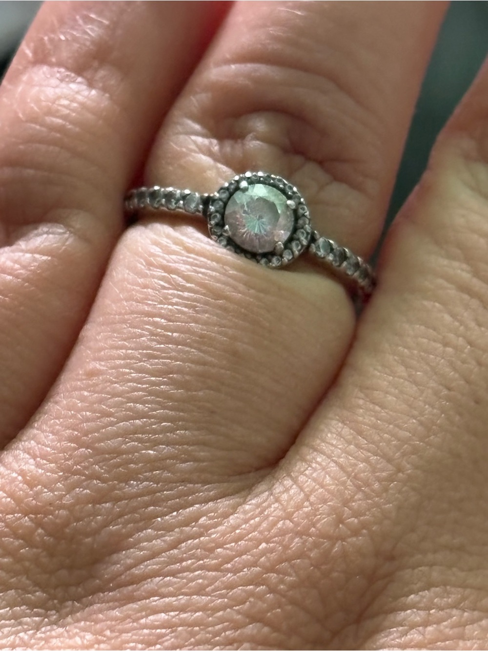 Pandora Silver Halo Ring with Clear Stone